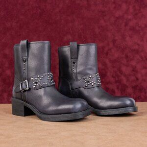 Ash Women Moto Biker Black Leather Festival Party Platform Boots 5.5-6US EUR36